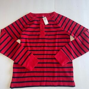 Gap Kids Boys L 10 Striped Red and Blue Thermal Long Sleeve Shirt NWTS